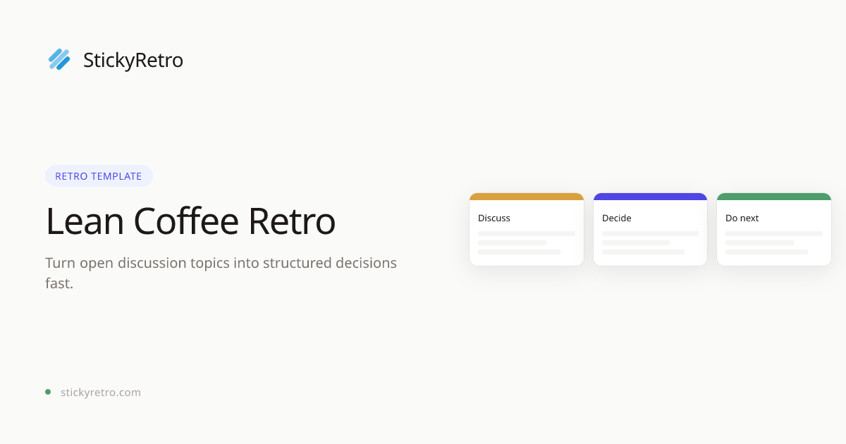 Lean Coffee Retro Retrospective Template - StickyRetro